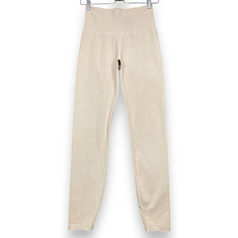 Jungmaven Brooks Leggings Womens M Beige Nude Hemp Cotton Blend Baby Rib Lounge